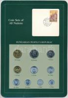 1983-1984. 2f-20Ft (10xklf) Coin Sets of All Nations forgalmi szett felbélyegzett kartonlapon, 2Ft-os 200 éves a Budapesti Műszaki Egyetem bélyeggel T:1