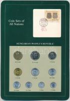 1984-1988. 2f-20Ft (10xklf) "Coin Sets of All Nations" forgalmi szett felbélyegzett kartonlapon, 1Ft-os "A Honfoglalás kora" bélyeggel T:1