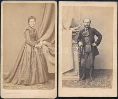 cca 1865 Pesti fényképészek műterméből, 2 db vizitkártya méretű fénykép, 10x6,5 cm
