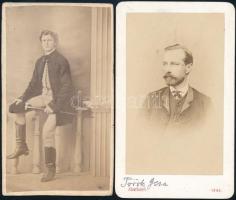 cca 1868 Ottlyk József és Török Géza feliratozott, 2 db vizitkártya méretű fényképe, 10x6,5 cm