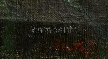 Koszta jelzéssel: Virágkosaras csendélet, olaj, vászon, 36,5×45,5 cm