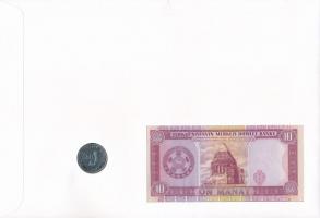 Türkmenisztán 1993. 10M bankjegy + 1995. 50T érme bélyeges borítékon, FDC bélyegzéssel T:1