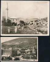 cca 1925 Mostar, vintage sajtófotó + hozzáadva egy képeslapot, 13x18 cm és 9x14 cm / Mostar, Bosnia and Herzegovina, photo and photocard