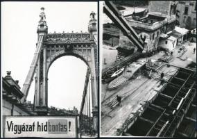 cca 1963 Budapest, a régi Erzsébet híd bontása, 8 db vintage negatívról készített későbbi nagyítás, 18x13 cm