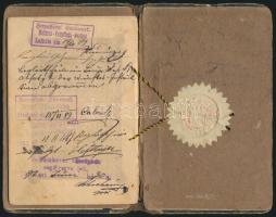 1886 Útlevél kemény fedéllel és 1 db 1885-ös, 2db 1888-as kiadású 1Fl okmánybélyeggel