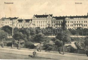 Temesvár, Timisoara; Küttl tér, kerékpár, park. Polatsek kiadása / square, bicycle, park (Rb)