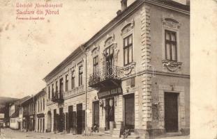 1917 Abrudbánya, Abrud; Ferenc József tér, Nussbaum Adolf üzlete. Radó Boldizsár kiadása / square, shops (Rb)