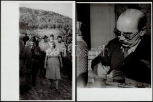 1956 Nagy Imre politikus a balatoni borvidéken, szőlősgazdák körében, szüret idején, 10 db fotó, 18x...