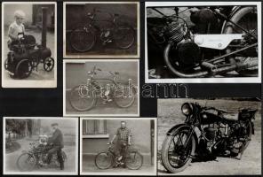 cca 1920-1940 Motorkerékpárokat ábrázoló 11 db fotó, 6x8 és 13x18 cm közti méretben