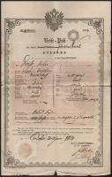 1854 Máriafalvai illetőségű személy útlevele / Passport for Mariasdorf citizen in Burgenland.