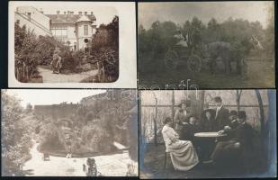 cca 1910 Debrecen, 11 db privát fotólap Várady Rózsika debreceni úrilány albumából (udvarlók, katonák, piknik, kert, stb), 9x14 cm