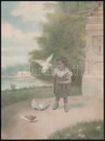 cca 1950 Kézzel színezett fényképek, 3 db vintage fotó, 23x17 cm