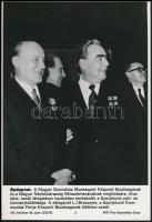 cca 1972 és 1979 Kádár János és Brezsnyev, 4 db vintage fotó, három fotópapíron, kettő feliratozva, ...