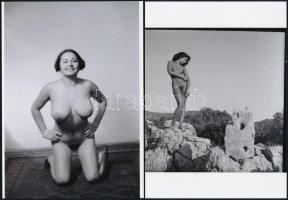 cca 1980 Régi fotózások szép emlékei, 13 db szolidan erotikus felvétel mai nagyítása, 13x18 cm / 13 ...