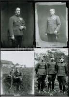 cca 1914-1940 közötti időből, 13 db katonákat ábrázoló negatívról készült mai nagyítás, 13x18 cm