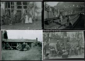 cca 1914-1940 közötti időből, 13 db katonákat ábrázoló negatívról készült mai nagyítás, 13x18 cm