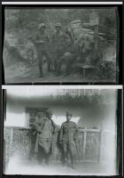 cca 1914-1940 közötti időből, 13 db katonákat ábrázoló negatívról készült mai nagyítás, 13x18 cm