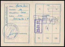 1945 Zsidó Egyetemi Hallgatók Egyesülete tagsági igazolvány