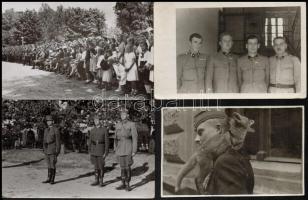cca 1946 Tiszavölgyi József (1909-?) fotóriporter hagyatékából 13 db katonákat ábrázoló vintage fényképek, négy kép pecséttel jelzett, 9x14 cm