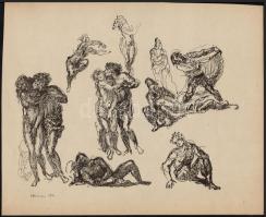 Herman Lipót (1884-1972) erotikus nyomat,24×29 cm