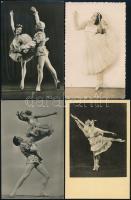 cca 1950 Balettművészek, 13 db vintage fotó, fotólap és képeslap vegyesen, 14x9 cm
