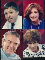 Színészportrék, 13 db vintage fotó és fotólap vegyesen, hét fotó eredetiben aláírva, 10x14 cm és 14x9 cm