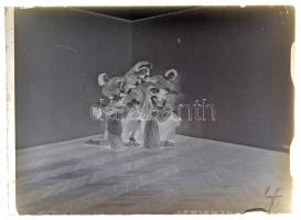 cca 1925 Mozgásművészeti kompozíció, vintage üveglemez negatív, 6x9 cm