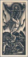 Molnár C. Pál (1894-1981): Feltámadás, fametszet, papír, jelzés nélkül, kartonra ragasztva, 23×11,5 cm