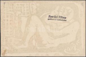 Somlai Vilma (1938-2007): Akt, linó, papír, hátulján pecséttel jelzett, 16×25 cm