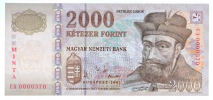 2002. 2000Ft MINTA CA 000370 sorszámmal T:I / Hungary 2002. 2000 Forint MINTA(SPECIMEN) with CA 000370 serial C:UNC