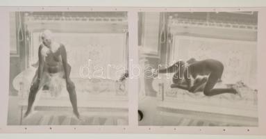 cca 1970 Erotikus és pornográf fotónegatívok, 24 felvétel 2 tekercsen, 5,5x5,5 cm