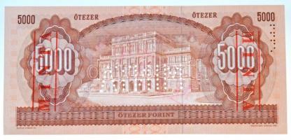 1990. 5000Ft "H 00000847" sorszámmal, illetve piros "MINTA" felülnyomással és pe...