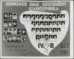 cca 1976 Budapest, három középiskola tanárai és diákjai, 3 db kistabló nevesített portrékkal, 24x30 ...