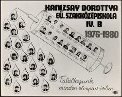 cca 1976 Budapest, három középiskola tanárai és diákjai, 3 db kistabló nevesített portrékkal, 24x30 ...