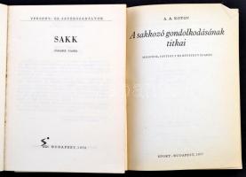 Vegyes könyvtétel, sakk témában, 2 db: 
A. Kotov: A sakkozó gondolkozásának titkai. Bp., 1977, Spor...