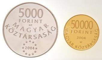 2004. 50.000Ft Au "Magyarország az Európai Unió tagja" tanúsítvánnyal (13,9g/0.986) + 2004...