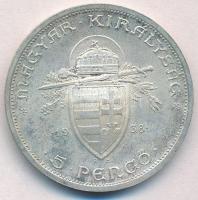 1938. 5P Ag "Szent István" T:2 patina 
Adamo P8.1