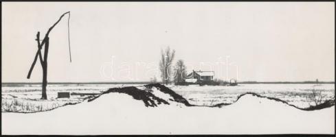 cca 1969 Gebhardt György (1910-1993): Téli táj, aláírt vintage fotóművészeti alkotás, 15,5x39 cm