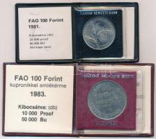 1981. 100Ft Ni "FAO I. - Világélelmezési nap" + 1983. 100ft Cu-Ni "FAO-SOROZAT II. - ...
