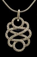 Ezüst(Ag) kígyó nyaklánc, apró kövekkel kirakott függővel, jelzett, h: 44 cm, bruttó: 4,3 g
