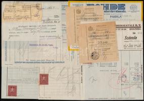 1930 Vegyes számla tétel, 42 db, többségük okmánybélyeggel