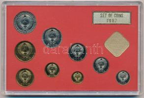 Szovjetunió 1987. 1k-1R (9xklf) forgalmi szett + "Leningrád verde" emlékérem eredeti díszt...