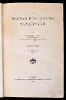 Dr. Angyal Pál: A magyar büntetőjog tankönyve. II. kötet. Különös rész. Bp., 1912, Athenaeum. Átkötött félvászon-kötés, sérült gerinccel, számos aláhúzással, bejelöléssel.