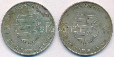 1947. 5Ft Ag "Kossuth" (2x) T:2- patina