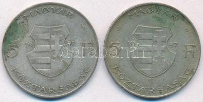 1947. 5Ft Ag "Kossuth" (2x) T:2-,3 patina