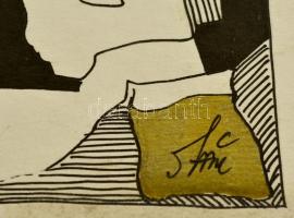 Szász jelzéssel: Modern portré. Vegyes technika, karton, foltos, 22×12 cm