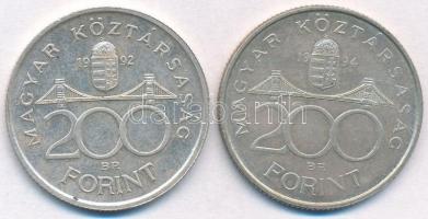 1992-1994. 200Ft Ag "MNB/Deák" (2xklf) T:2