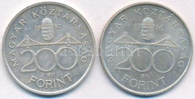 1992-1994. 200Ft Ag "MNB/Deák" (2xklf) T:2