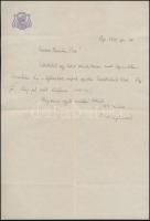 cca 1950 Endrédy Vendel zirci apát számára küldött távirat, általa írt levél, névjegykártya