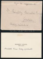 cca 1950 Endrédy Vendel zirci apát számára küldött távirat, általa írt levél, névjegykártya